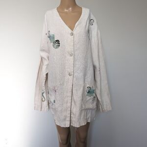 J Jill button up linen tunic top size L